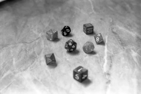 small dice of various sizes